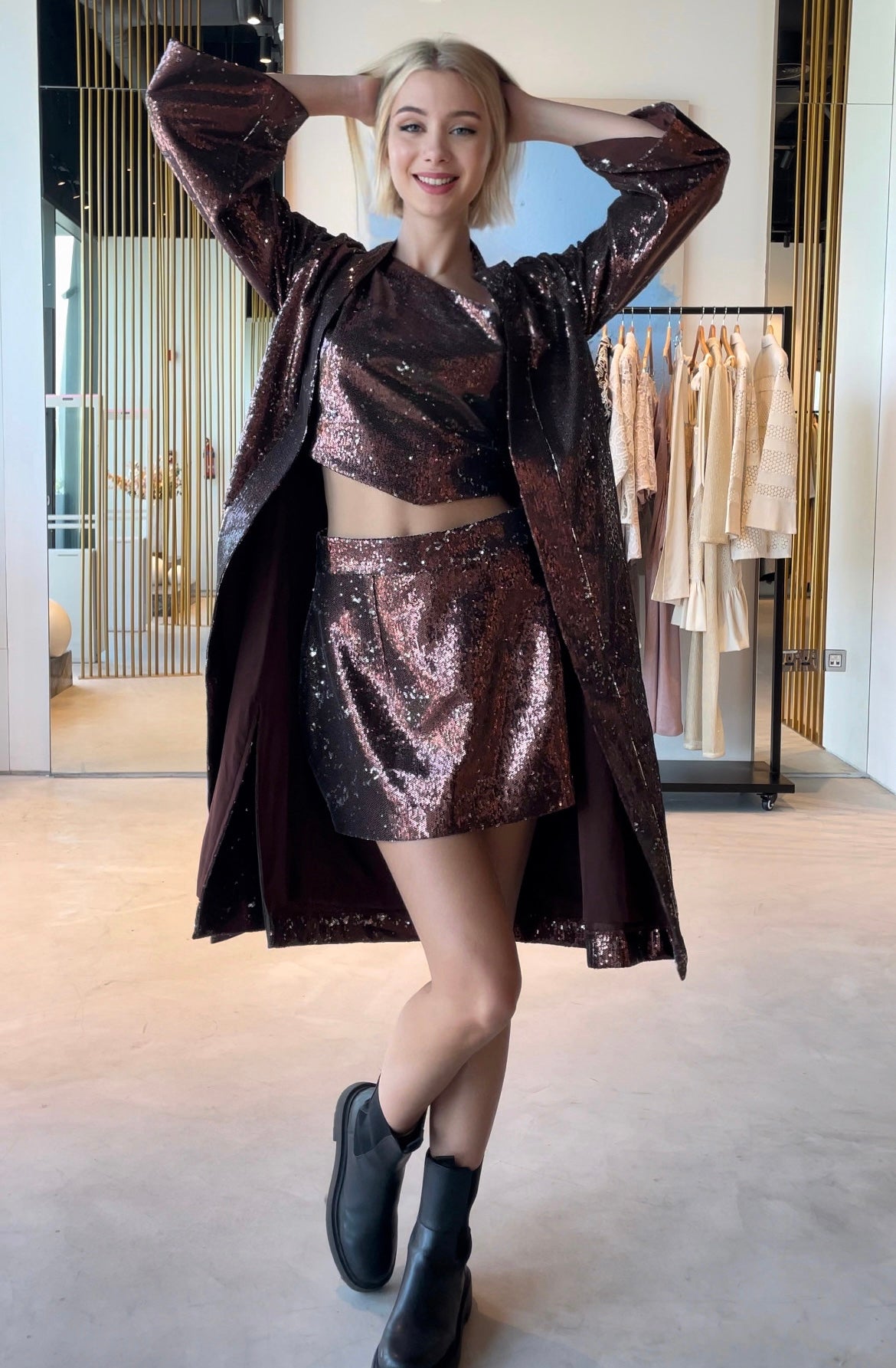 Choco sequin kimono