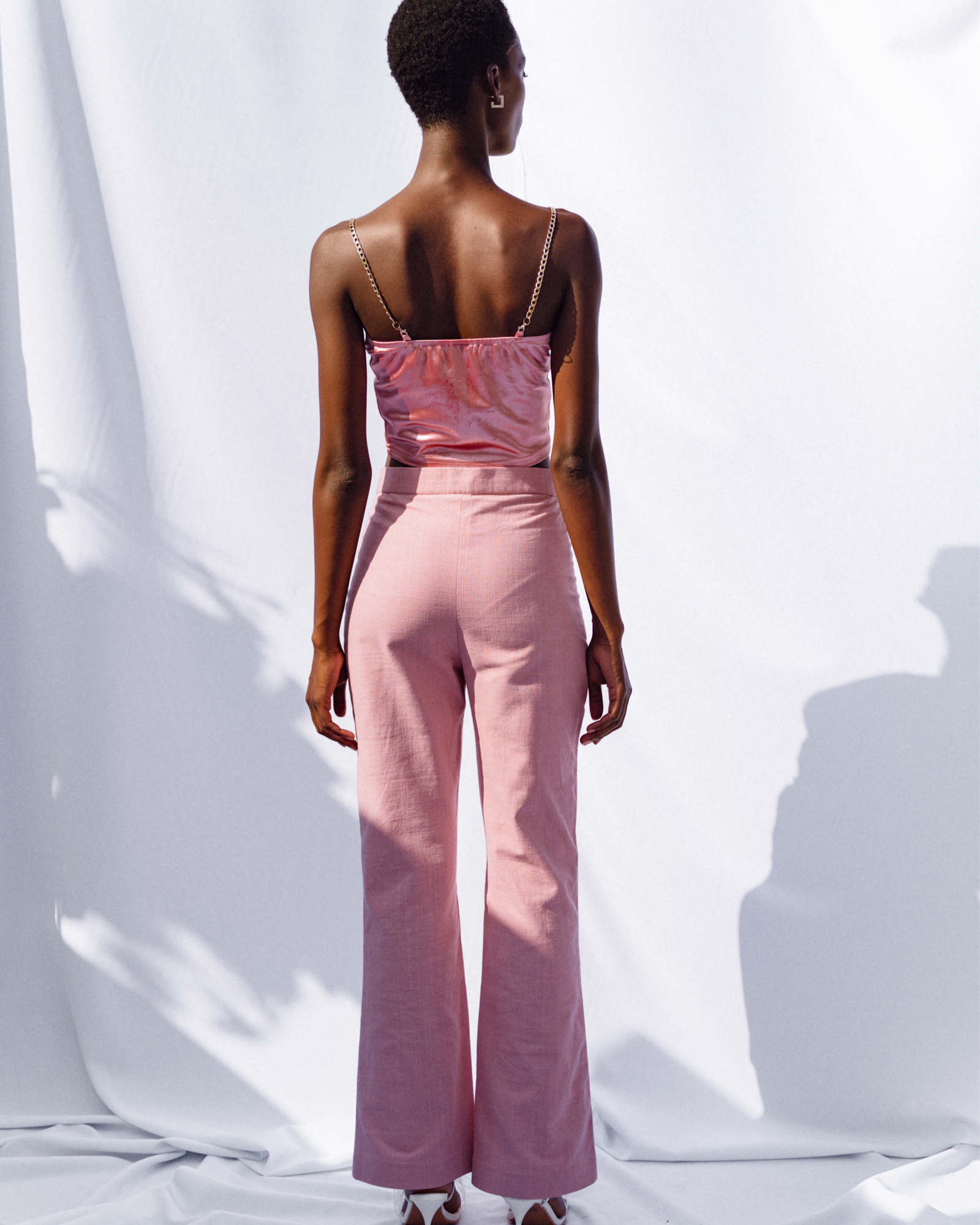 Pink Satin Silk High Waisted Wide Leg Casual Pants – Belle Allure Designs